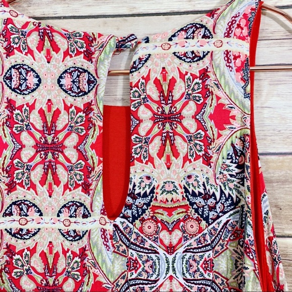 Lulu’s Major Red Tapestry Pattern Sleeveless Swing Dress - Picture 7 of 9